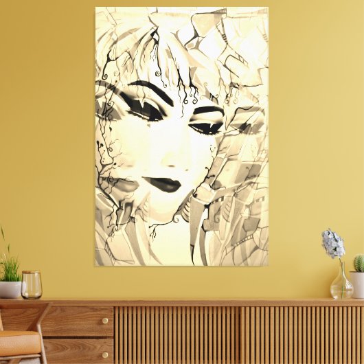 Romantisch Vrouw Silhouette Waterverf schilderen Canvas Afdruk (Insitu (Woonkamer))