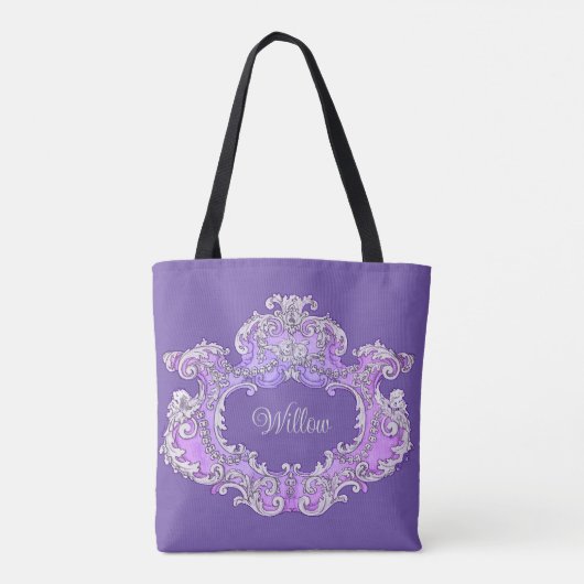 Romantisch, Vrouwelijk, Gepersonaliseerd Tote Bag (Achterkant)
