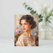 Romantisch Vrouwelijk Portret Moderne Kunst Briefkaart (Staand voorkant)