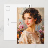 Romantisch Vrouwelijk Portret Moderne Kunst Briefkaart (Voorkant / Achterkant)