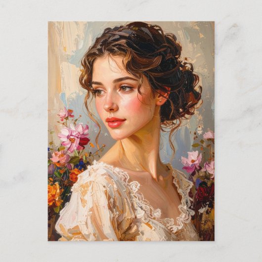 Romantisch Vrouwelijk Portret Moderne Kunst Briefkaart (Voorkant)