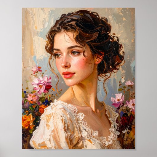 Romantisch Vrouwelijk Portret Moderne Kunst Poster (Voorkant)