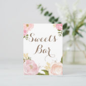 Romantisch Watercolor Bloemen Snoepbar Feestbord Uitnodiging Briefkaart (Staand voorkant)