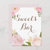Romantisch Watercolor Bloemen Zoetwaren Bar Feestb Uitnodiging Briefkaart (Voorkant / Achterkant)