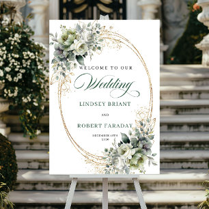 Romantisch Watercolor Botanisch Trouw Welkomstbord Poster