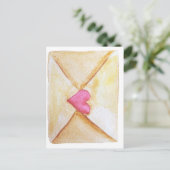 Romantisch watercolor hart briefkaart (Staand voorkant)