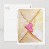 Romantisch watercolor hart briefkaart (Voorkant / Achterkant)