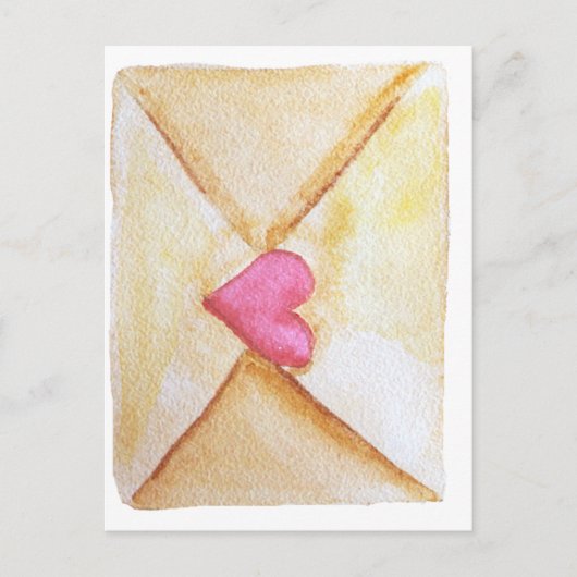 Romantisch watercolor hart briefkaart (Voorkant)