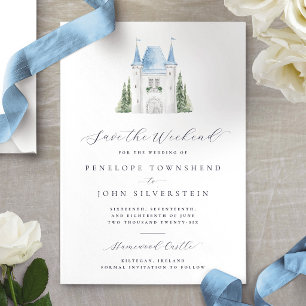Romantisch Watercolor Kasteel Weekend Bruiloft Save The Date