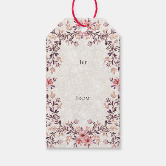 Romantisch waterverf bloemenkader - rustieke herfs cadeaulabel