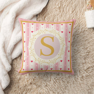 Romantisch waterverf bloemenkleuren monogram gesch kussen