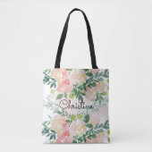 Romantisch waterverf bloemenpatroon tote bag (Voorkant)