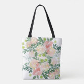 Romantisch waterverf bloemenpatroon tote bag (Achterkant)