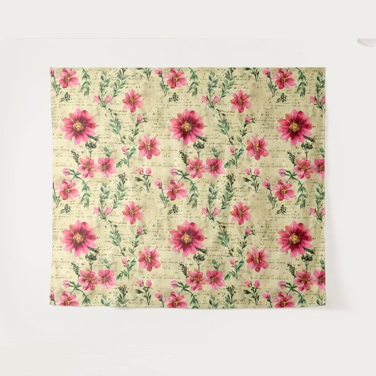 Romantisch  waterverf bloemig Natuurlijk Wandkleed (Voorkant (horizontaal))