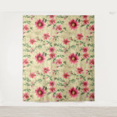 Romantisch waterverf bloemig Natuurlijk Wandkleed (Voorkant)