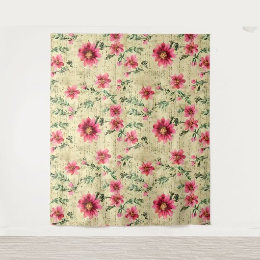 Romantisch  waterverf bloemig Natuurlijk Wandkleed (Voorkant)