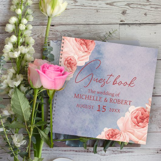 Romantisch waterverf bloemig trouwgastboek notitieboek