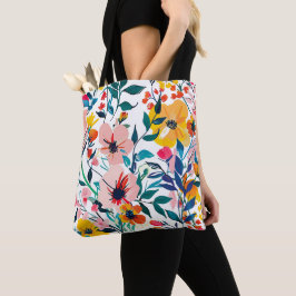 Romantisch waterverf bloempatroon pastelroze tote bag