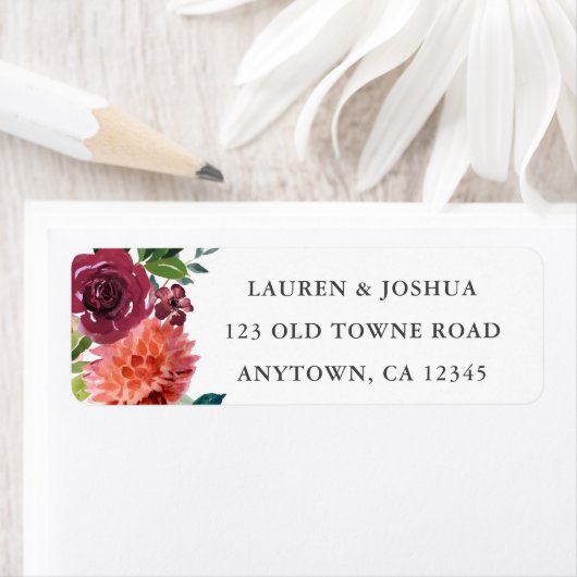 Romantisch Waterverf Boeket | Trouwadres Etiket (Insitu)