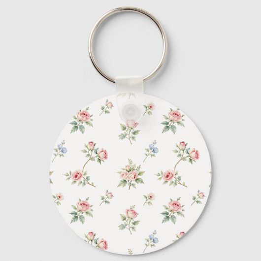 Romantisch waterverf rozenpatroon sleutelhanger (Voorkant)