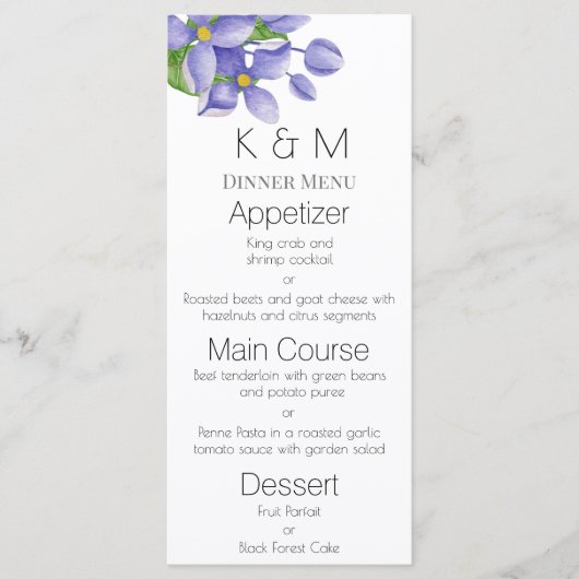 Romantisch Waterverf Sering Wedding Menu (Voorkant)