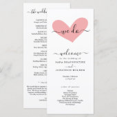 Romantisch "we doen" huwelijksprogramma programmakaart (Voorkant / Achterkant)