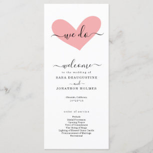 Romantisch "we doen" huwelijksprogramma programmakaart