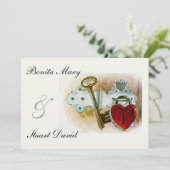 -Romantisch weddenschap - Slot en sleutel Kaart (Staand voorkant)