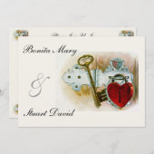 -Romantisch weddenschap - Slot en sleutel Kaart (Voorkant / Achterkant)