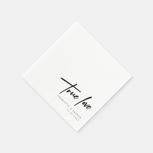 Romantisch Whimsical Script Ware Liefde: Bruiloft  Servet (Hoek)
