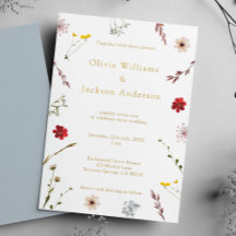 Romantisch wildbloemenscript bruiloft