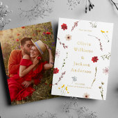 Romantisch Wildflower Fotoscript Sla de datum op Folie Uitnodiging