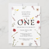 Romantisch Wildflower Meisje 1e Verjaardag Uitnodi Kaart (Voorkant)