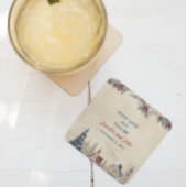 Romantisch Winter Bruiloft Vierkant Papier Onderze Kartonnen Onderzetters