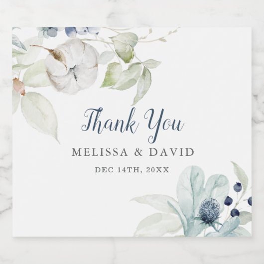 Romantisch Winter Thema Bruiloft Dank u Stickers (Enkel label)