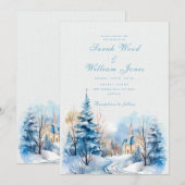 Romantisch winterbos en kerk Trouwen Kaart (Voorkant / Achterkant)