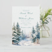 Romantisch winterbos Huwelijk Kaart (Staand voorkant)