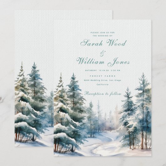 Romantisch winterbos Huwelijk Kaart (Voorkant / Achterkant)