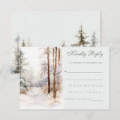 Romantisch winterbos Huwelijk RSVP Kaart (Voorkant / Achterkant)