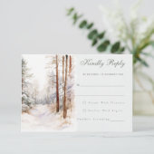 Romantisch winterbos Huwelijk RSVP Kaart (Staand voorkant)