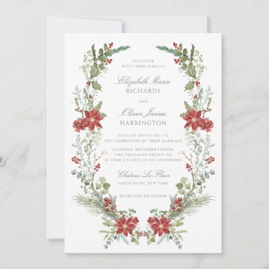 Romantisch wintergroen Lijst bruiloft Kaart (Voorkant)