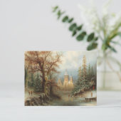 Romantisch winterlandschap met schaatsers briefkaart (Staand voorkant)