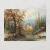 Romantisch winterlandschap met schaatsers briefkaart (Voorkant)