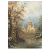 Romantisch winterlandschap met schaatsers klembord (Achterkant)