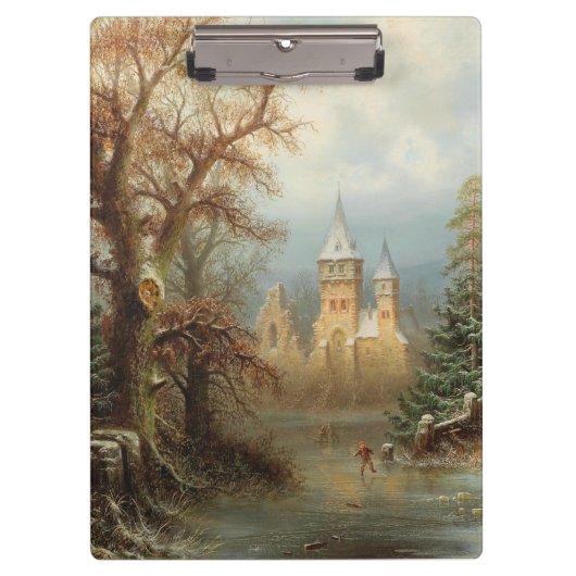 Romantisch winterlandschap met schaatsers klembord (Voorkant)
