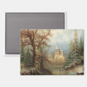 Romantisch winterlandschap met schaatsers magneet (Voorkant / Achterkant)