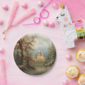 Romantisch winterlandschap met schaatsers papieren bordje (Feest)