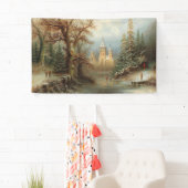 Romantisch winterlandschap met schaatsers spandoek (Insitu)