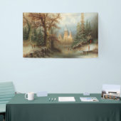 Romantisch winterlandschap met schaatsers spandoek (Beurs)