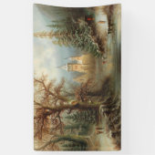 Romantisch winterlandschap met schaatsers spandoek (Verticaal)